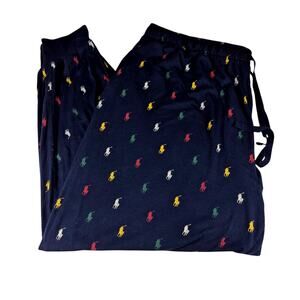 VTG Polo Ralph Lauren Mens Lounge Jogger Sleep Pants Multicolor Pony Print 3X